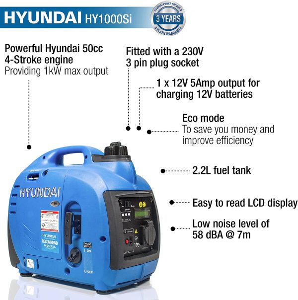 Portable Petrol Inverter Generator, 1000W, 50cc Silent Generator with 3 Year Warranty - Image 2