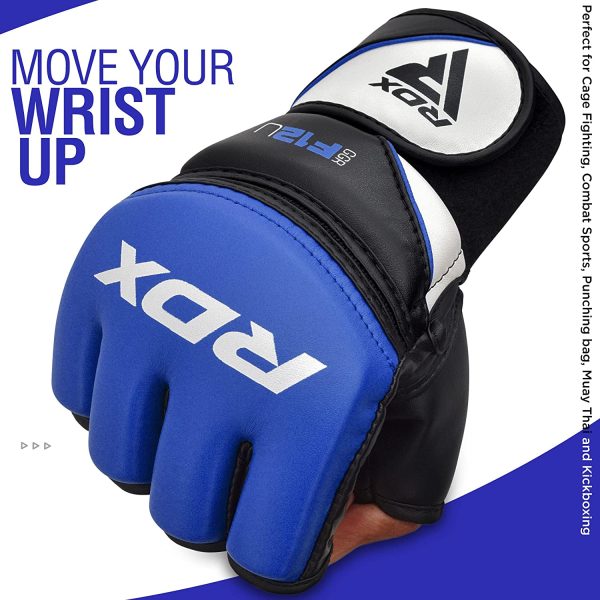 RDX MMA Gloves for Grappling Martial Arts Training, D. Cut Open Palm Maya Hide Leather Sparring Mitts, Perfect for Cage Fighting, Combat Sports, Punching bag, Muay Thai and Kickboxing