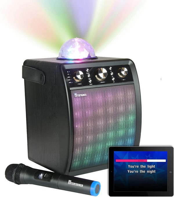 Portable Karaoke Machine & Speaker with Wireless Microphone & Disco Party Light. Mr Entertainer MoonboX (1 x Wireless Microphone) - Image 4