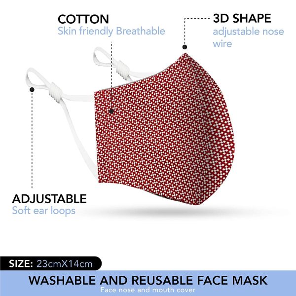 Cotton Face Mask 5 Pack | Handmade in UK Washable Reusable with Nose Wire | Filter Pocket | Adjustable Ear Loops | 3 Layers Cloth Face Masks for Women Men | Dots Patterns - Image 6