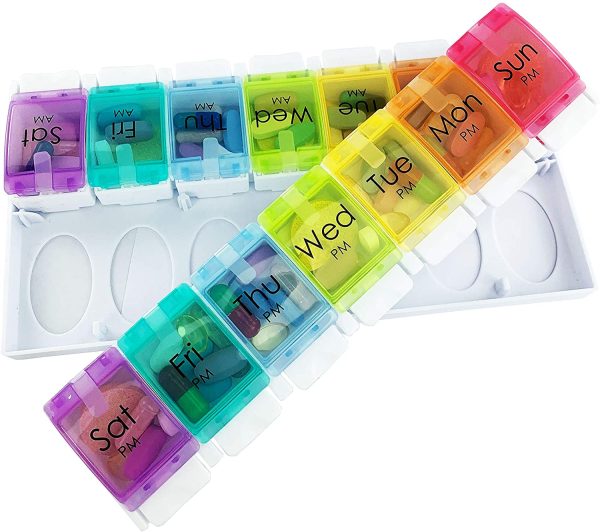 JFA Medical Weekly Pill Box Organiser/Reminder for Medicines Supplements, Vitamins, 7days, 2 compartments per Day - Image 2