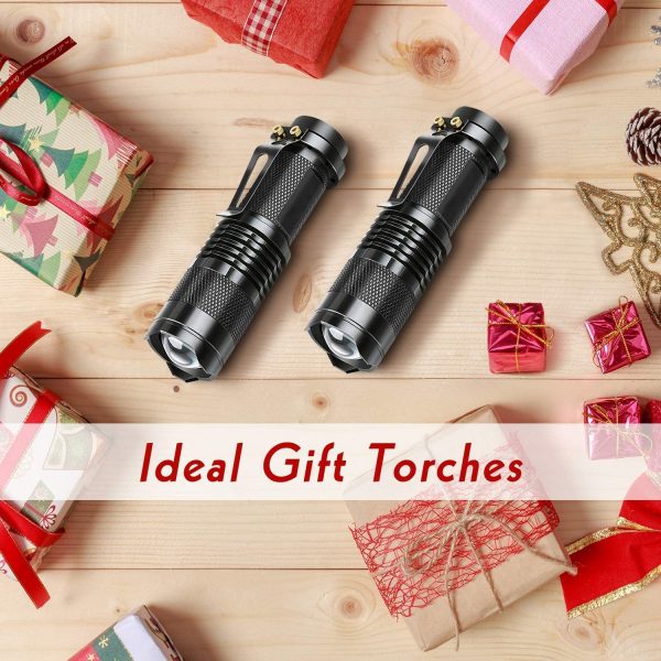 Pack of 2 Small LED Torches, 300 Lumens Super Bright Mini Torch Flashlight with 3 Modes and Adjustable Focus for Camping, Hiking, Gift - Image 4