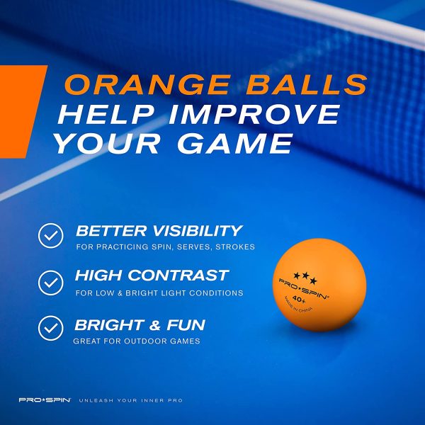 PRO-SPIN Ping Pong Balls - Orange 3-Star 40+ Table Tennis Balls (Packs of 12, 24) | High-Performance ABS Training Balls | Ultimate Durability for Indoor & Outdoor Table Tennis