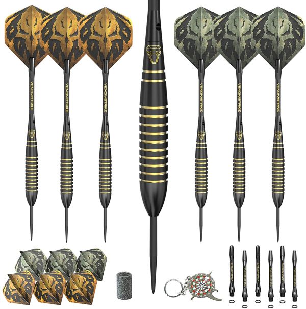 CC-Exquisite Professional Darts Set - 6 Steel Tip Darts Complete with 12 Dart Flights and 12 Aluminum Shafts Customizable Configuration, 12 O-Rings, Tool, Sharpener and Case for Man Cave & Game Room - Image 4