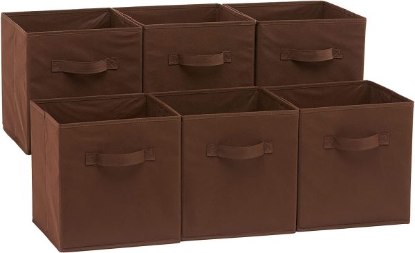 Foldable Storage Cubes (6 Pack), Beige & Foldable Storage Cubes (6 Pack), Brown - Image 5