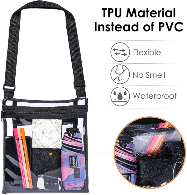 Clear Crossbody Purse, Stadium Approved Clear Bag for Women and Men, Transparent Bag with Extra Inside Pocket for Work Stadium Concerts Festival - Image 2