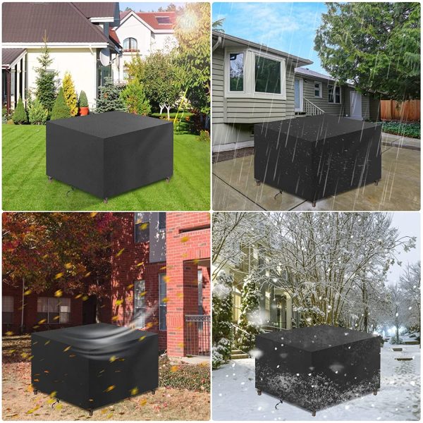 Garden Furniture Covers, Patio Furniture Covers Waterproof Heavy Duty 600D Oxford Fabric 123x123x74cm Cube Outdoor Table Covers Windproof Anti-UV Cube Set Cover??Waterproof Upgrade Version?? - Image 6