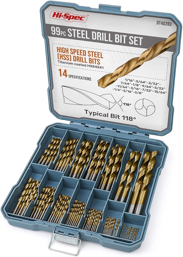 Hi-Spec 99 Piece Multi Drill Bit Set. 14 Sizes from 1mm to 10mm. HSS Titanium Steel Bits for Metal, Woods & Plastics. Complete in a Storage Case - Image 3