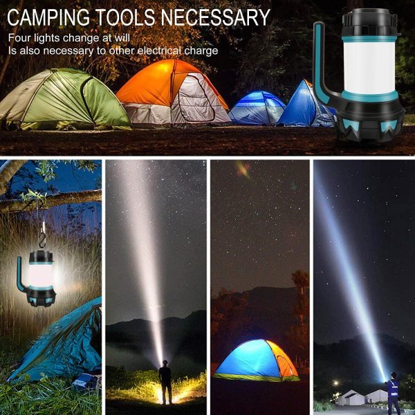 Rechargeable Camping Light, Camping Lantern with 1000 Lumen, Multi-functional LED Camping Torch with 6 Modes Waterproof Outdoor Spotlight Searchlight Flashlight for Emergency Power Cuts Hiking Fishing - Image 7