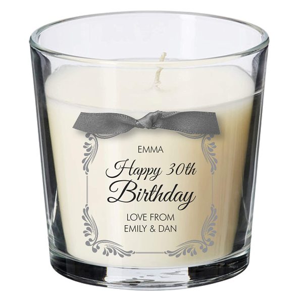 Happy Birthday present personalised candle 16th 18th 21st 30th 40th 50th 60th 70th party gift