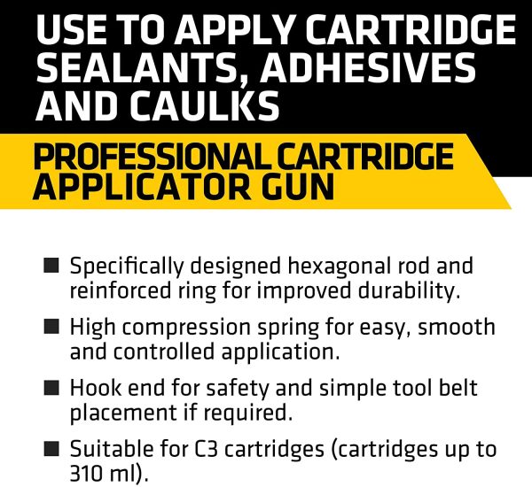 Everbuild Professional Caulk, Sealant, Adhesive Application Gun For Up To C3/310 ml Cartridges - Image 2