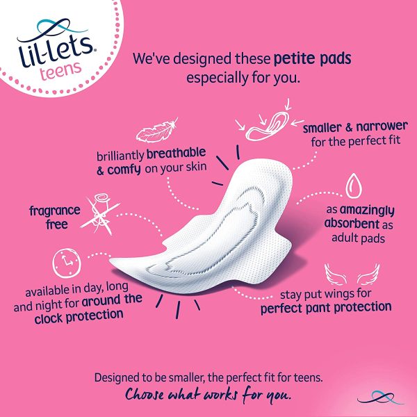 Lil-Lets Teens Long Pads, Petite Pads with Wings, 68 g, 12-Count - Image 6