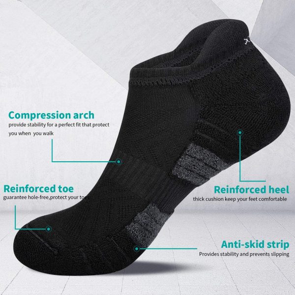 Lapulas Running Socks, 6 Pairs Cushioned Trainer Socks Sports Socks Mens Socks Cotton Ankle Socks for Men Women Ladies Low Cut Anti-Blister Breathable Athletic Socks Walking Socks (6 Pairs/ 3 Pairs) - Image 6