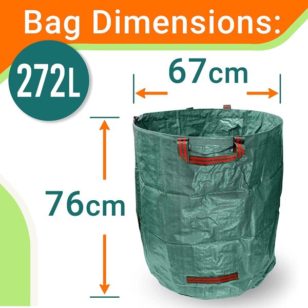 Heavy Duty Garden Waste Bags - 272 Litre - 3 Sacks - Industrial Handles & Fabric - Garden/Green Waste Sacks - Reusable - Image 3