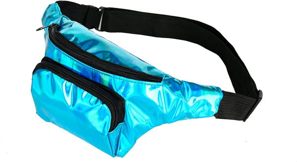 BFD One metallic shiny bumbag bum bag running belt waiste pack fanny pack runner bag hip pouch for men or women one size fits all (Turquoise)