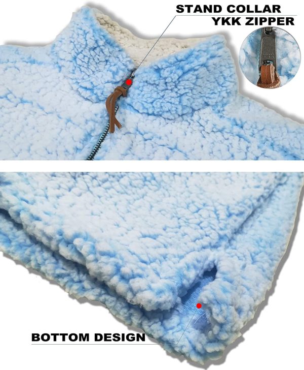 Bnokifin Men's Winter 1/4 Zip Sherpa Pullover Sweater Stand Collar Fluffy Fleece Jacket with Pockets - Image 3