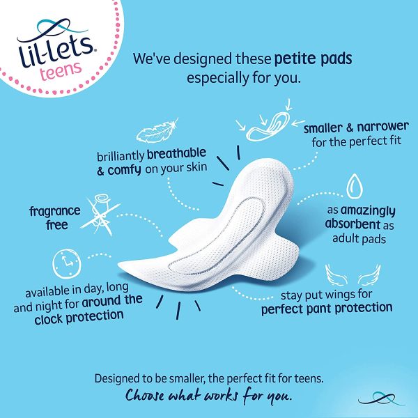 Lil-Lets Teens Day Pads | 70 Petite Pads with Wings | 5 Packs of 14 Pads - Image 5