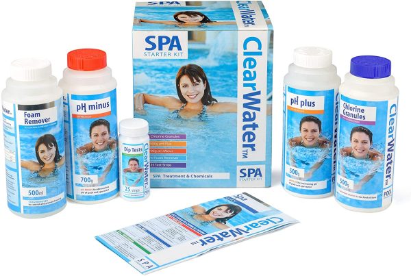 Clearwater CH0018 Lay-Z-Spa Chemical Starter Kit for Hot Tub and Spa Water Treatment (Includes Chlorine, pH Minus, pH Plus, Foam Remover and Test Strips) - Image 2