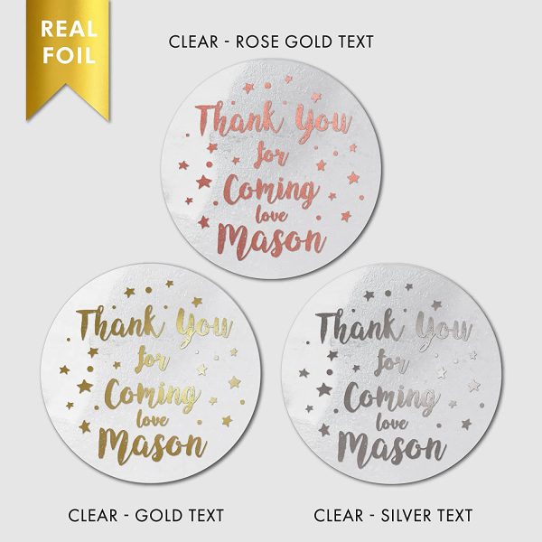 Personalised Stars Birthday party stickers, Rosegold Gold Silver Birthday stickers with custom name and number, Custom round sticker"Thank you for coming", Personalised labels stickers - BIRTHDAY36 - Image 7