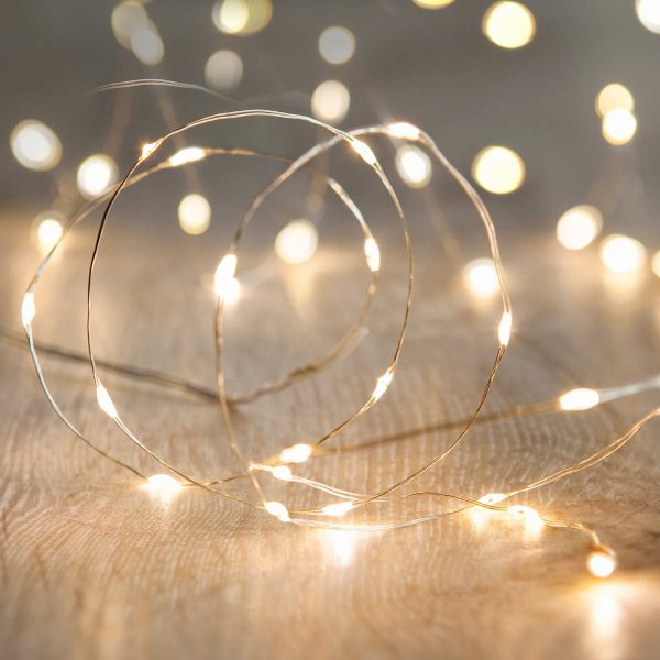 Christmas Indoor Fairy String Lights with 100 Warm White Micro LEDs on Silver Wire Plug in 4.95m - Image 5