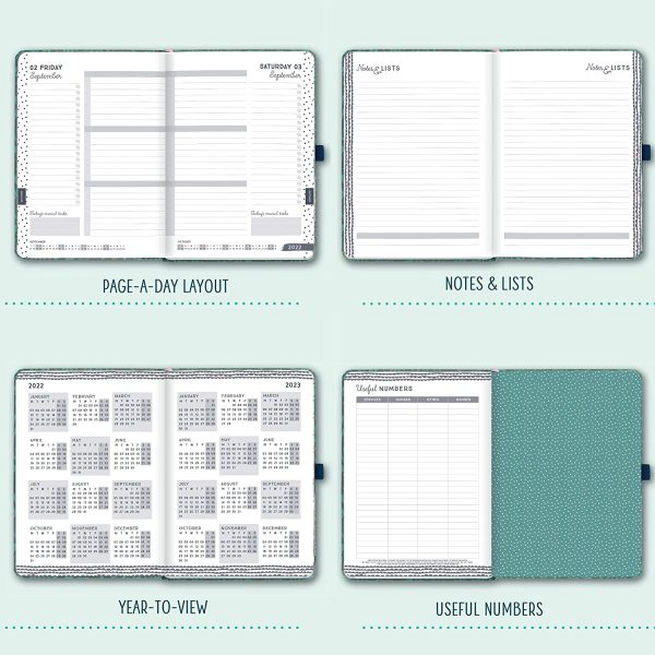 Perfect Year 2022 Diary A5 Page a Day. A5 Diary, Daily Planner 2022 runs Jan - Dec'22. Diary 2022 Day per Page with Checklists. 2022 Planner for Busy Schedules. - Image 6