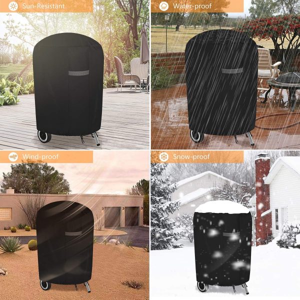 Dokon Kettle BBQ Cover with Air Vent, Waterproof, Windproof, Anti-UV, Heavy Duty Rip Proof 600D Oxford Fabric Grill Barbecue Cover, Round (?71 x 68cm) - Black - Image 5