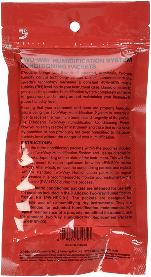 D'Addario Guitar Humidifier Packs - Two-Way Humidification System Conditioning Packets - For Restoring to Proper Guitar Humidification Level - 3 Restore Conditioning Packets - Image 2