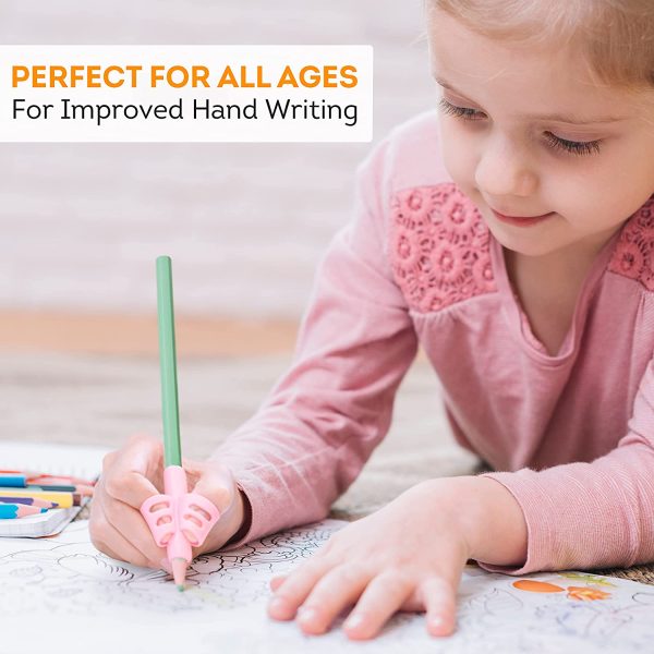 GripGo Pencil Grips for Children Pack of 10 ??Soft Silicone Handwriting Grip for Left & Right Handed Kids, Pre-Schoolers & Adults ??Ergonomic Posture Correction Writing Aid In Assorted Colours