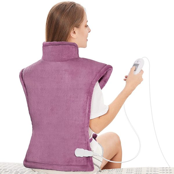 Electric Heating Pad for Back Neck and Shoulders Pain Relief, (60x85cm) Heated Warmer Fast-Heat Hot Therapy Warp with Waist Strap, 3 Heat Levels, Auto-Off Timer, Mia&Coco - Comfort Purple - Image 7