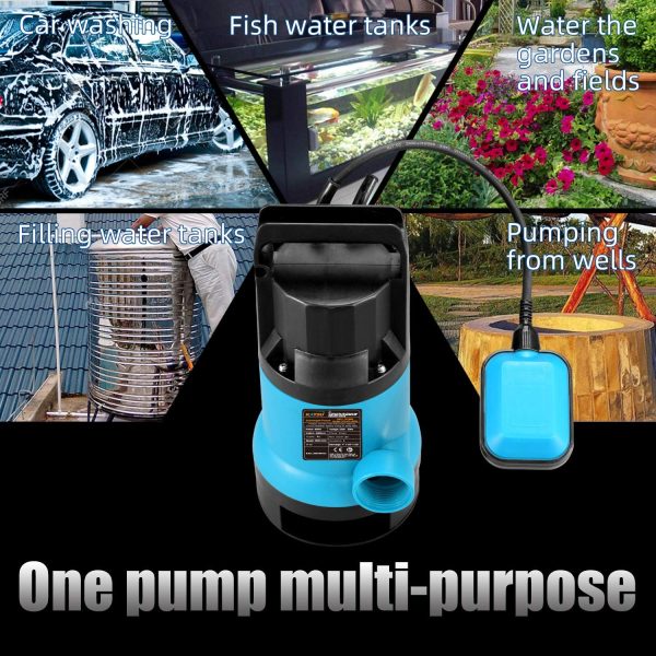 KATSU 400W Portable Submersible Pump for Clean and Dirty Water 8000L/h for Garden Pond, Pools, Ditches + 10m 1" PVC Hose + Quick Coupler Connector + Float Switch - Image 9