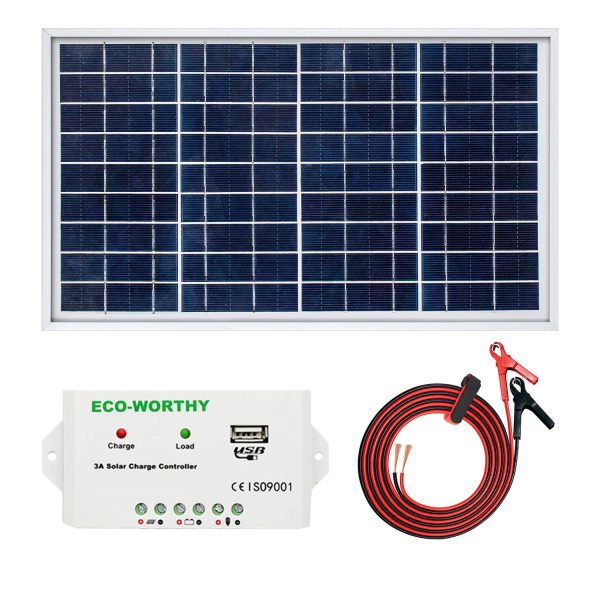 ECO-WORTHY 10 Watts 12 Volt Solar Trickle Charger Car Battery Maintainer Solar Panel Kit: 1pc 10W 12V Polycrystalline Solar Panel with 3A Charge Controller and Cables for 12 Volt battery Motorhome - Image 7