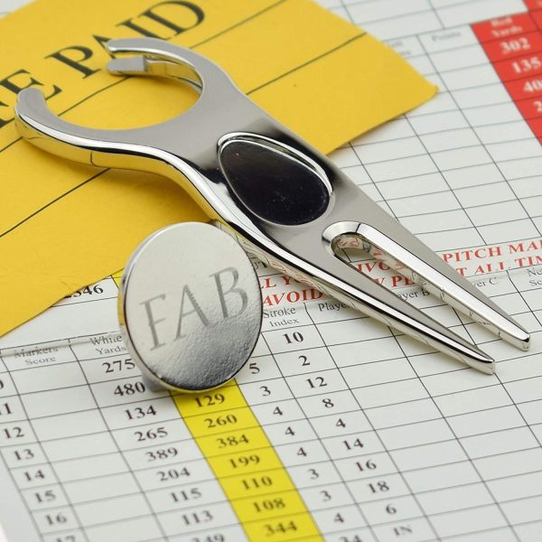 Personalised Polished Golf Pitch Mark Repairer and Ball Marker - Engravable Golf Gift - Image 2