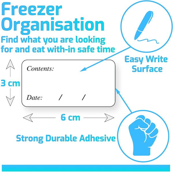 Innoveem Freezer Labels Easy Peel Off - Frozen Food Storage Labels That Leave No Sticky Residue After Use - Perfectly Sized (6 x 3cm) Easy to Write Surface with Any Pen or Biro. [100 Pack] - Image 7