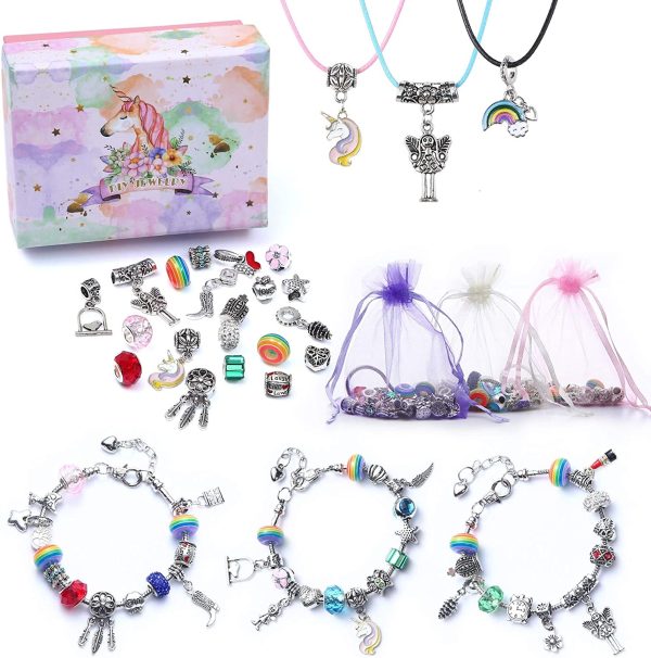 Girls Charm Bracelet Making Kit-DIY Jewellery Making Kit for Kids, Craft Sets for Girls Ages 8-12 Party Favor Jewellry Gifts for Teens Girls, DIY Silver Plated Bead Snake Chain Jewelry Bracelet - Image 3