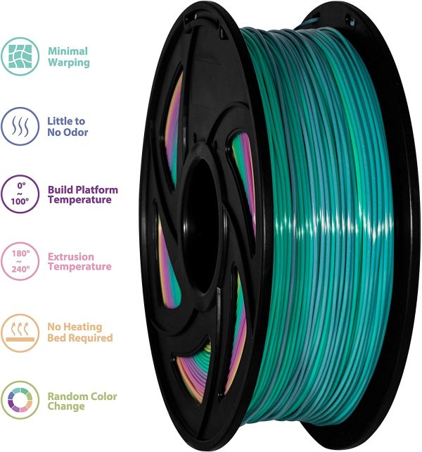 PLA Filament 3D Printer Filament 1.75mm 1kg Rainbow PLA Colour Changing Multicolor Filament 1kg(2.2lbs) Spool Pack of 1 XVICO - Image 7