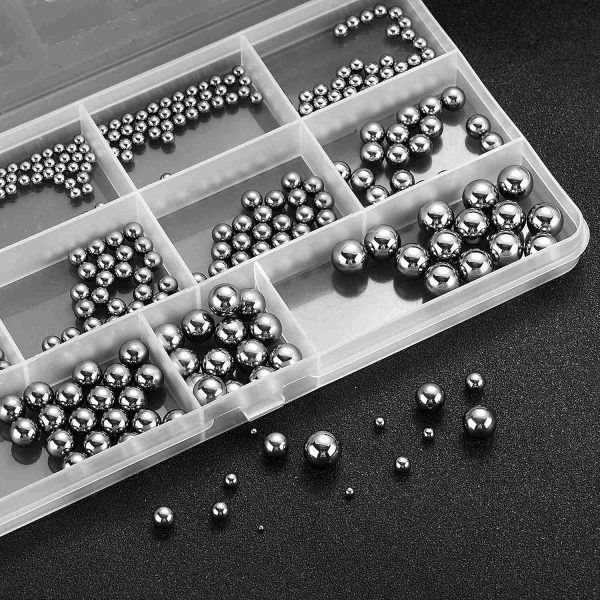 Litorange 620 Pieces 15 Size 1-10MM Metric Precision Chrome Steel Assorted Loose Bicycle Bearing Ball Assortment Kit with 2pcs Black Precision Tweezer - Image 2