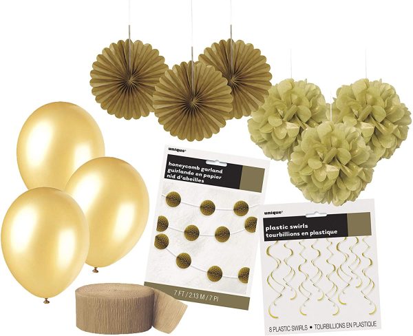 Unique Party 63838 63838-Gold Party Decorations Kit, Gold, Pack of 1 - Image 5