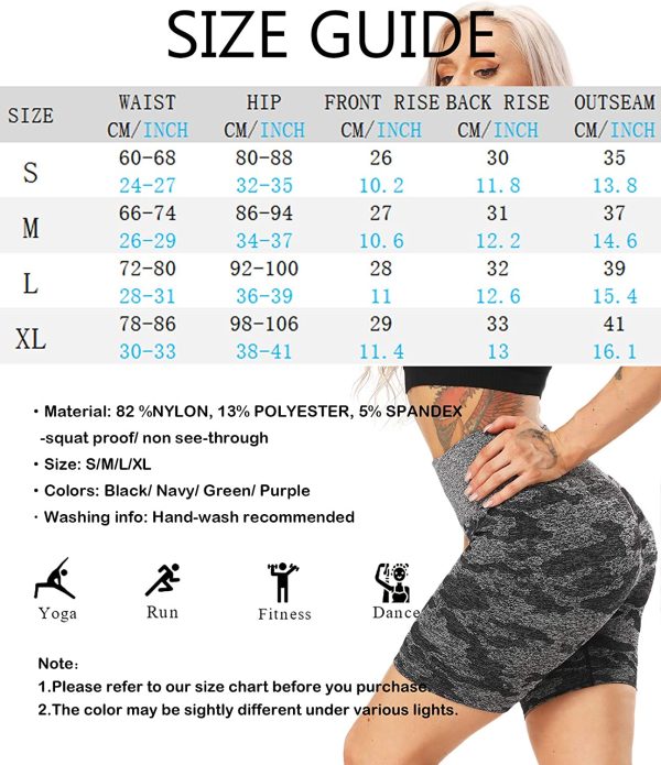 Camo Shorts Women High Waist Seamless Gym Shorts Ruched Booty Shorts Cycling Runing Shorts - Image 6