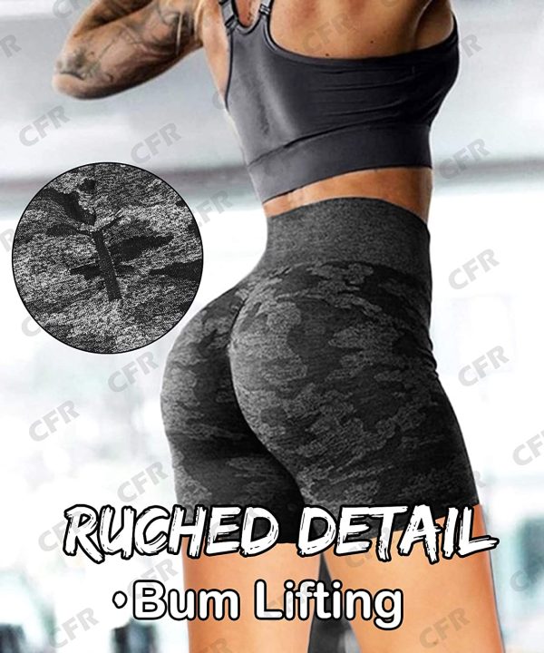 Camo Shorts Women High Waist Seamless Gym Shorts Ruched Booty Shorts Cycling Runing Shorts - Image 2