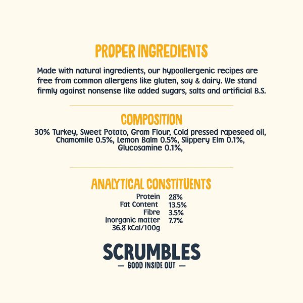 Scrumbles Nibbles, 100% Natural, Calming  Treats, Grain Free Turkey Training Treats, 100g pouch - Image 2