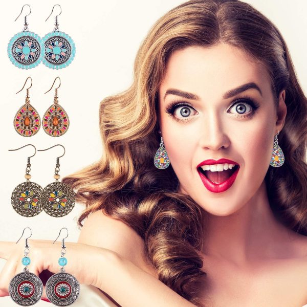 Duufin 20 Pairs Earrings Women Dangle Earrings Alloy Vintage Earrings for Women Girls - Image 4