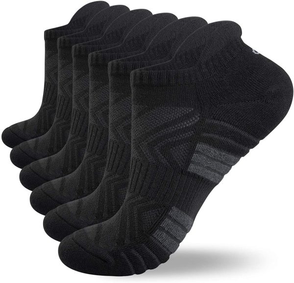 Lapulas Running Socks, 6 Pairs Cushioned Trainer Socks Sports Socks Mens Socks Cotton Ankle Socks for Men Women Ladies Low Cut Anti-Blister Breathable Athletic Socks Walking Socks (6 Pairs/ 3 Pairs)