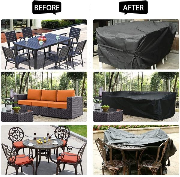 Garden Furniture Cover,170X120X74cm Garden Table Cover 420D Heavy Duty Oxford Polyester Outdoor Patio table Covers Rectangular Cover Windproof,Waterproof&Anti-UV for Chair and Table Rattan Sofa Cover - Image 5