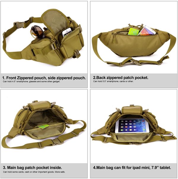 HUNTVP Tactical Waist Bag Military Waist Pack Molle Bumbag Fanny Pack for Outdoors Walking Running Hiking Camping Climbing Trekking Hunting - Image 3