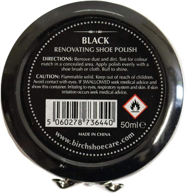 Charles Birch Premium Renovating Shoe Polish 50ml, High Pigment, Cleans Protects Shines inc Carnauba Wax, Lever Open Tin