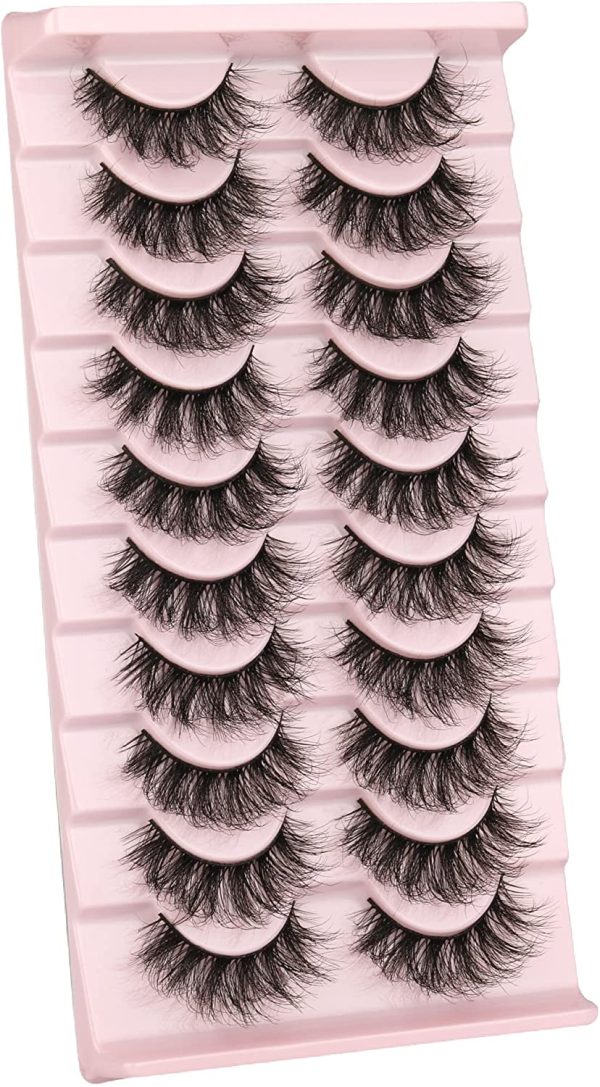 False Eyelashes Natural Fluffy Wispy Curly 3D Effect Short Lashes Lightweight 10 Pairs Pack 16MM by Wiwoseo - Image 2