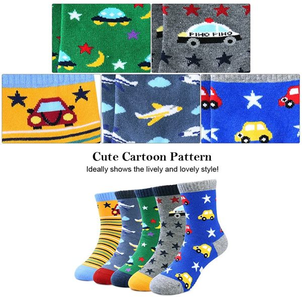 Boys Grips Cotton Ankle Socks - Children Girls Cute Novelty Toddler Infant Warm Anti-slip Cozy Funny Colorful Athletic Sport Multipack 5 Pairs for Spring Summer Autumn Winter Kids Aged 0-12 - Image 2