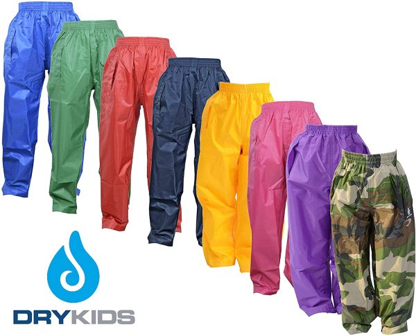 DRY KIDS Childrens Waterproof Over Trousers. Boys and Girls Rainwear for Outdoor Play - Image 6