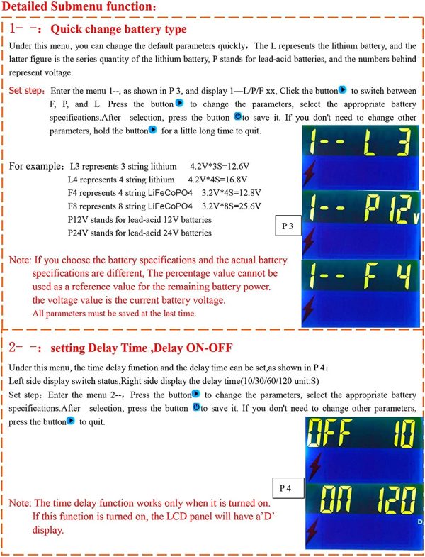 Multifunction LCD Battery Monitor, 10-100V Digital Battery Capacity Tester, Percentage Level Voltage Temperature Switch Meter Gauge LCD Display Marine RV Battery Power Indicator Panel - Image 4