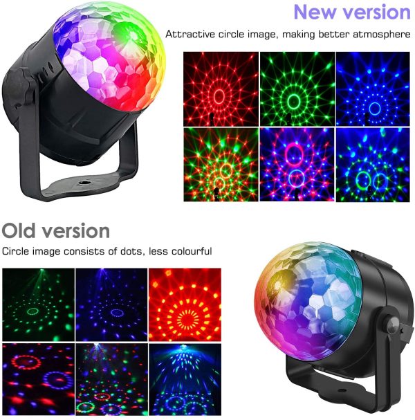 Disco Lights,  Sound Activated DJ Party Lights Rotating Ball Lights 5W 7 Modes RGB LED Stage Lights with Remote Control for Home Holidays Dance Parties Birthday and Christmas - Image 5